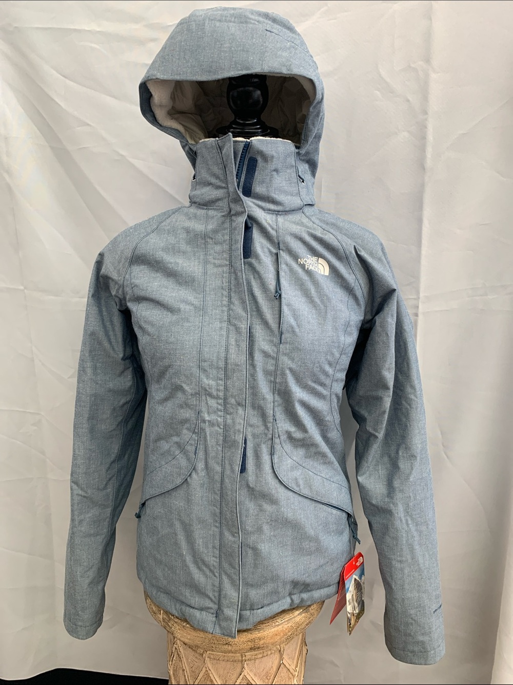 The North Face Women's Heather Light Blue Hooded Ski Jacket